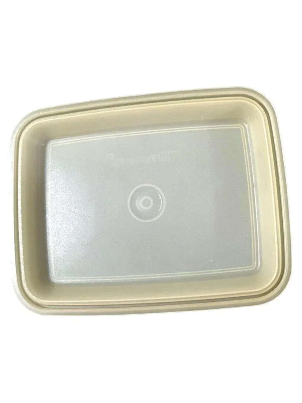 Vintage Tupperware Freeze-n-Save Ice Cream Keeper 1254 Almond Bottom 1255 Sheer
